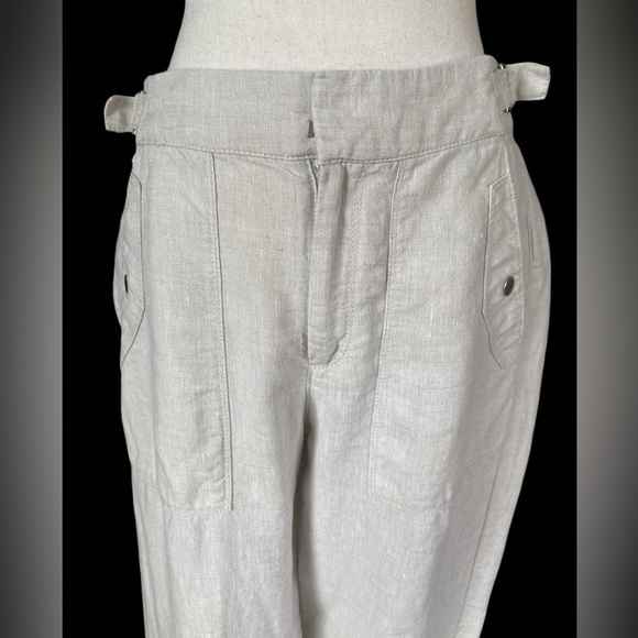 Athleta Voyager Women's 100% Linen Pant Beige Sz.6 Ankle Vacation - Picture 2 of 7